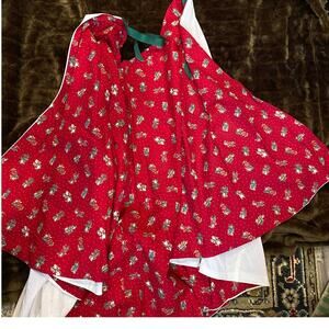 Bright Red Christmas Print Custom Made Lined 36” Tree Skirt